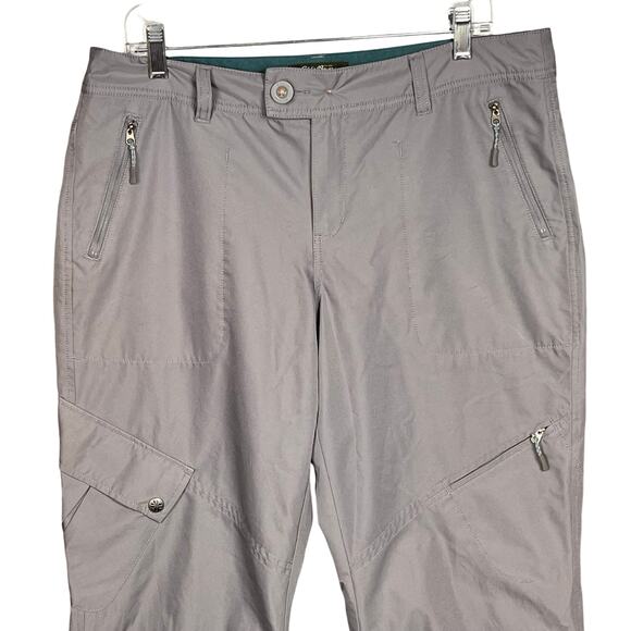 EDDIE BAUER Polar Fleece Lined Pants‎ 12  Gray Pockets Cargo Hiking Straight Leg - Picture 2 of 11